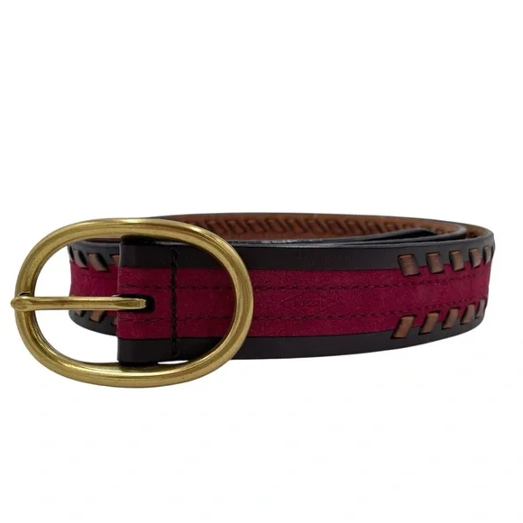 Fossil Leather and Suede belt Vintage Fossil Belt Lux Metallic Leather & Suede Patchwork  main image 3